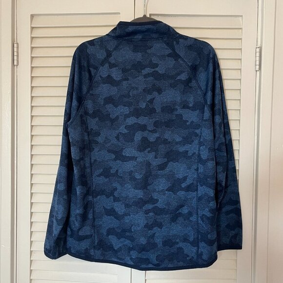 Hickey Freeman Men's Camo Jacquard Quarter Zip medium blue jacket *flaw* - Picture 6 of 11